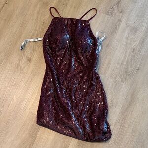 Blush Burgundy Sequin Mini Dress